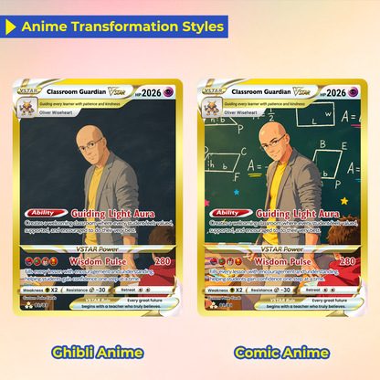 Classroom Guardian Custom Pokémon Cards, Teacher Appreciation Gift Card, Personalized Pokémon Cards, Change Your Photo to Anime Styles, Thank You Teacher Gift - CPC-BTS-09
