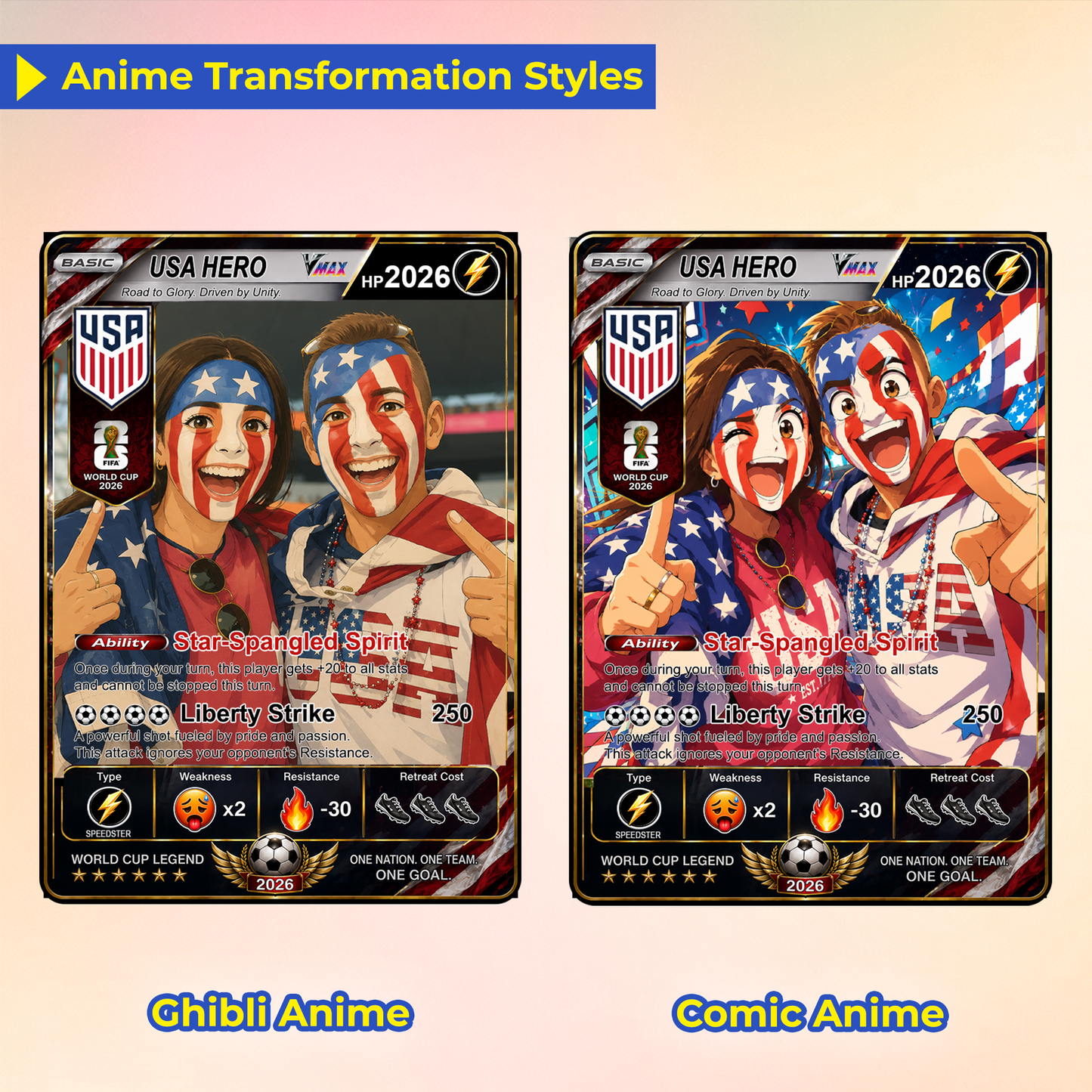 Custom World Cup 2026 Soccer Card, Personalized Football Trading Card, Pokémon-Style Fan Card with Photo, Unique Gift for Soccer Fans - CPC-WC-USA