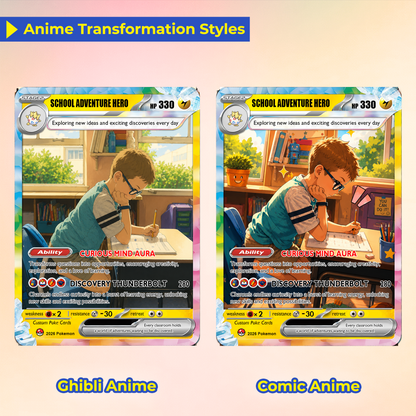 Back to School Personalized Pokémon Card - Custom Pokémon Card with Anime Picture for Kids, Students - First Day of School Gift from Parents - CPC-BTS-04