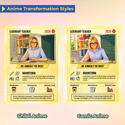 Custom Pokemon Cards Teacher Appreciation with Anime Photo, Change Your Photo to Ghibli Style, Thank You Teacher Gift from Parents & Students, Personalized Pokemon Cards - CPC-66.A