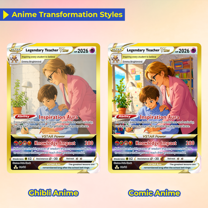 Legendary Teacher Custom Pokemon Cards, Teacher Appreciation Gift Card, Change Your Photo to Anime Styles, Thank You Teacher Gift, Personalized Pokemon Cards - CPC-BTS-07