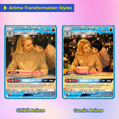 Happy Birthday Custom Pokémon Card for Him - Personalized Pokémon Card by Animated Photo - Customizable Pokémon Gift from Girlfriend, Wife for Boyfriend & Husband - CPC-DOB-07