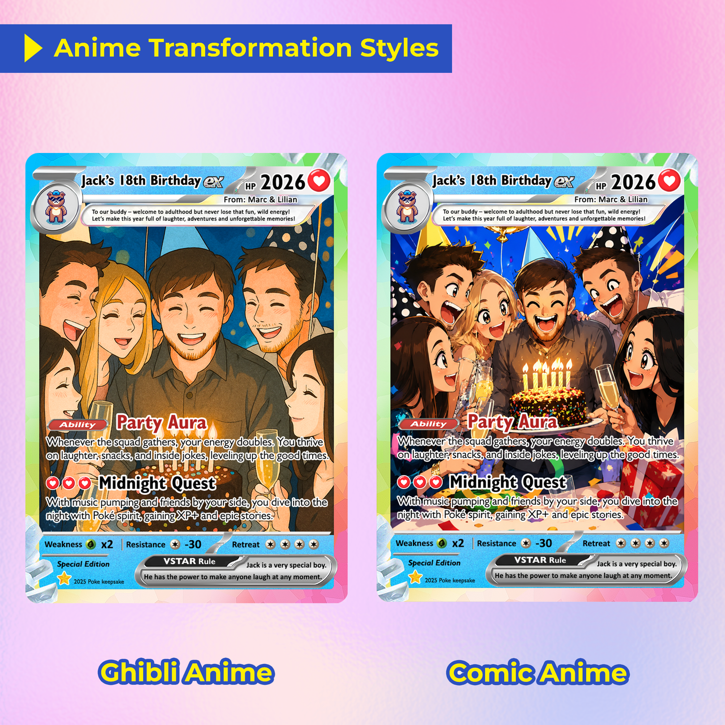 Custom Pokemon Card Birthday, Personalized Pocket Monster Style Gifts for Date of Birth, Best Anime-Inspired Cards for Friends, Son, Daughter, Partner - CPC-56