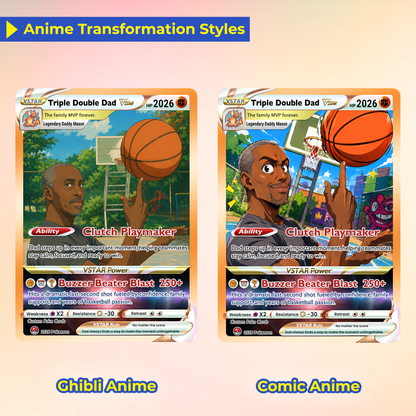 Basketball Dad Custom Pokémon Card for Father's Day - Father’s Day Personalized Pokémon Card for Sport Dad - Comic Anime Customizable Gift from Supporter, Wife, Son & Daughter - CPC-137