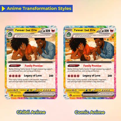 Custom Pokémon Card for First Father’s Day - Comic Anime Style Personalized Pokémon Card for New Dads - Perfect Gift for First-Time Dads- CPC-128