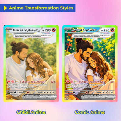 Custom Pokémon Cards with Anime Picture, Personalized Poke Cards Animated Style Gifts for Him and Her - CPC-04.B