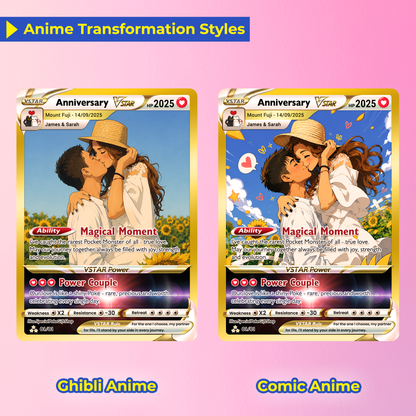 Anime Transformation Custom Pokemon Card - Personalized Poke Card for Couples - Holographic Effect Available - CPC-30.B
