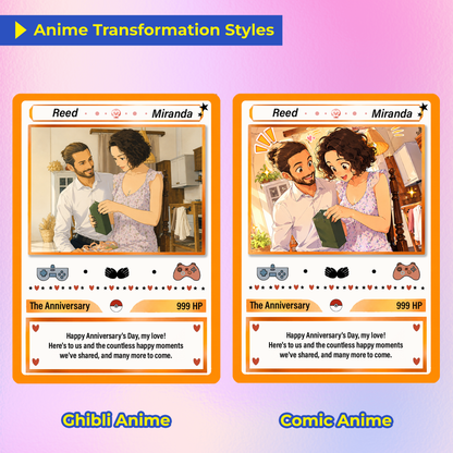 Custom Pokémon Cards with Anime Picture, Personalized Poke Cards Animated Style Gifts for Him and Her - CPC-153.B