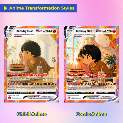 Happy Birthday Custom Pokémon Card - Personalized Pokémon Card by Animated Photo - Customizable Pokémon Gift from Parents, Grandparents for Kids - CPC-DOB-02