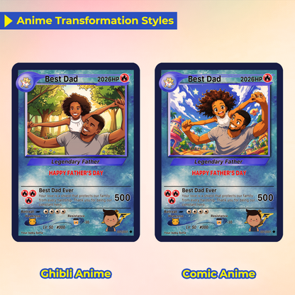 Happy Father's Day Custom Pokémon Card - Anime Styles Personalized Pokémon Card for Dad - Perfect Classic Pokémon Card from Wife & Kids - CPC-110