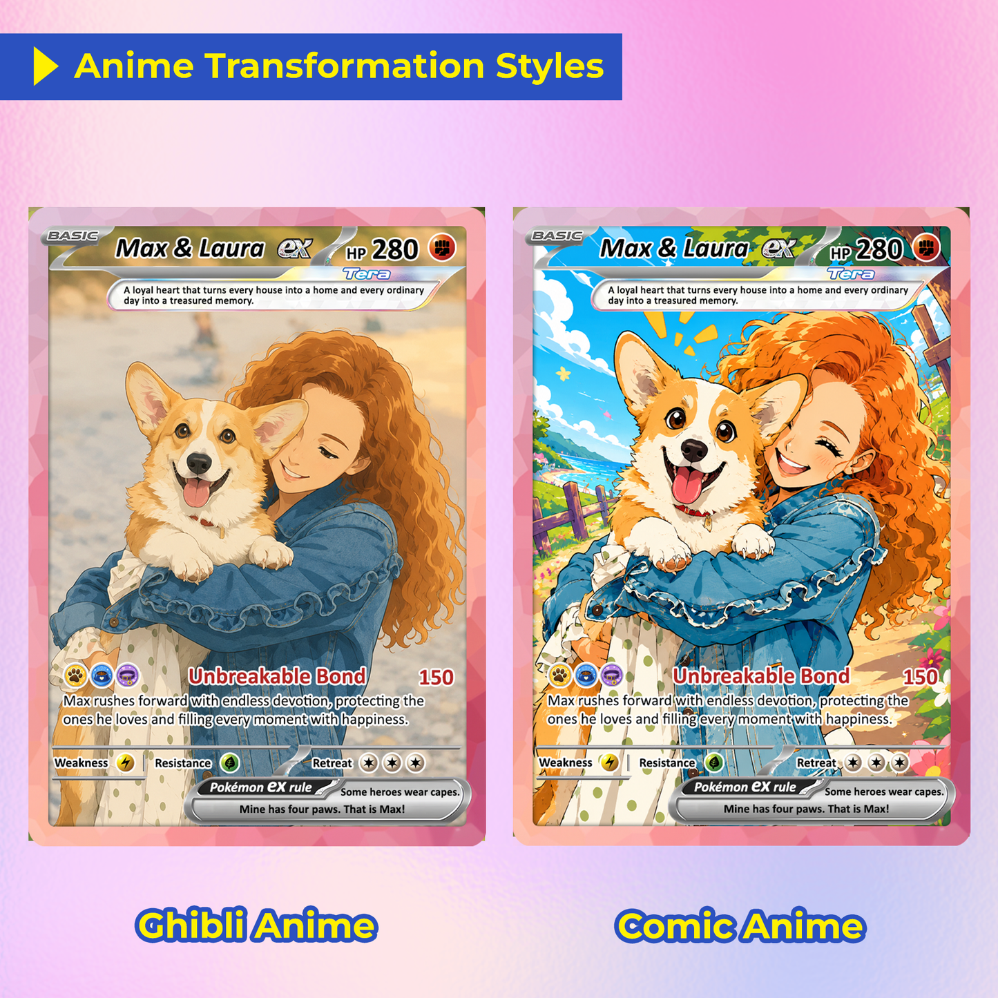 Personalized Poke Cards for Pet Lovers - Custom Pokémon Card with Pet Photo for Dog Mom, Cat Mom, Dog Dad, Cat Dad - CPC-Pet-02