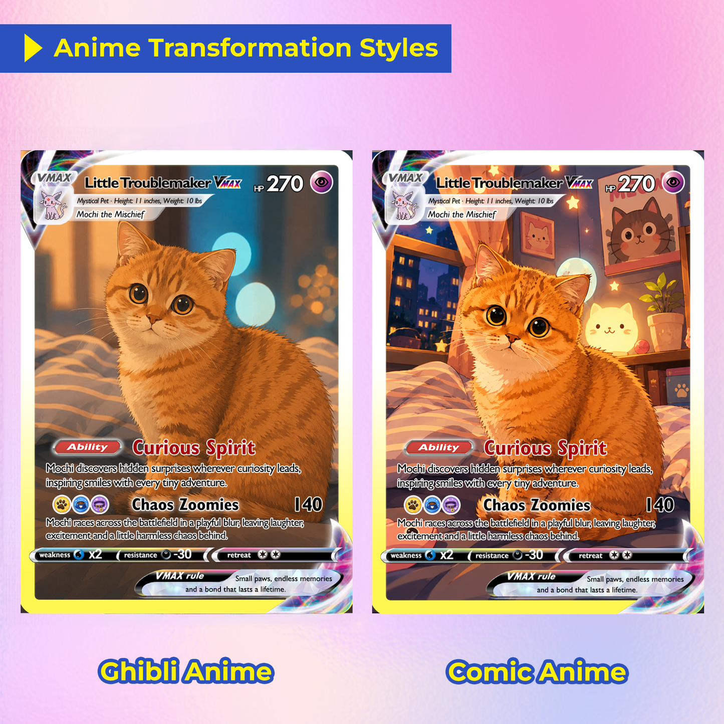 Custom Pokémon Card For Cat Lovers - Personalized Poke Cards with Animated Cat Photo - Unique Gift for Cat Mom, Cat Dad - CPC-Pet-06