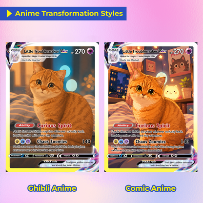 Custom Pokémon Card For Cat Lovers - Personalized Poke Cards with Animated Cat Photo - Unique Gift for Cat Mom, Cat Dad - CPC-Pet-06