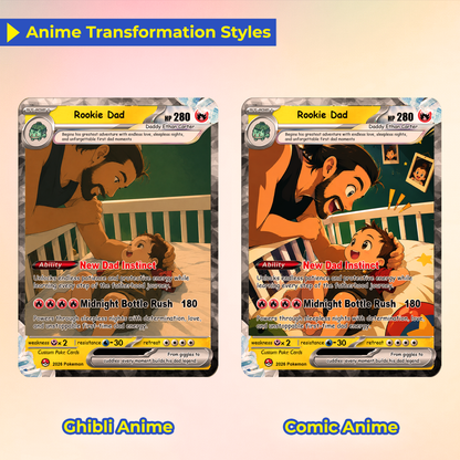 First-Time Dads Custom Pokémon Card - Comic Anime Style Personalized Pokémon Card for First Father’s Day - Perfect Gift for New Dads - CPC-126