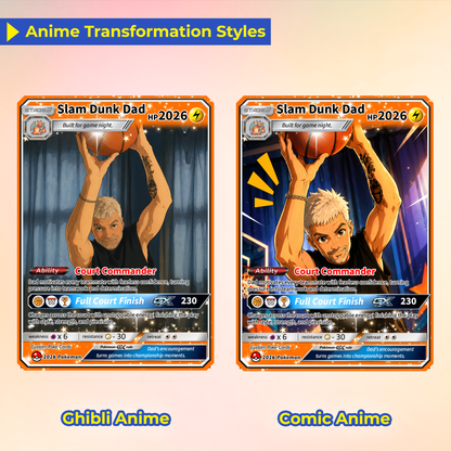 Happy Father's Day Custom Pokémon Card for Basketball Dad - Father’s Day Personalized Pokémon Card for Sport Dad - Comic Anime Customizable Gift from Supporter, Wife, Son & Daughter - CPC-136