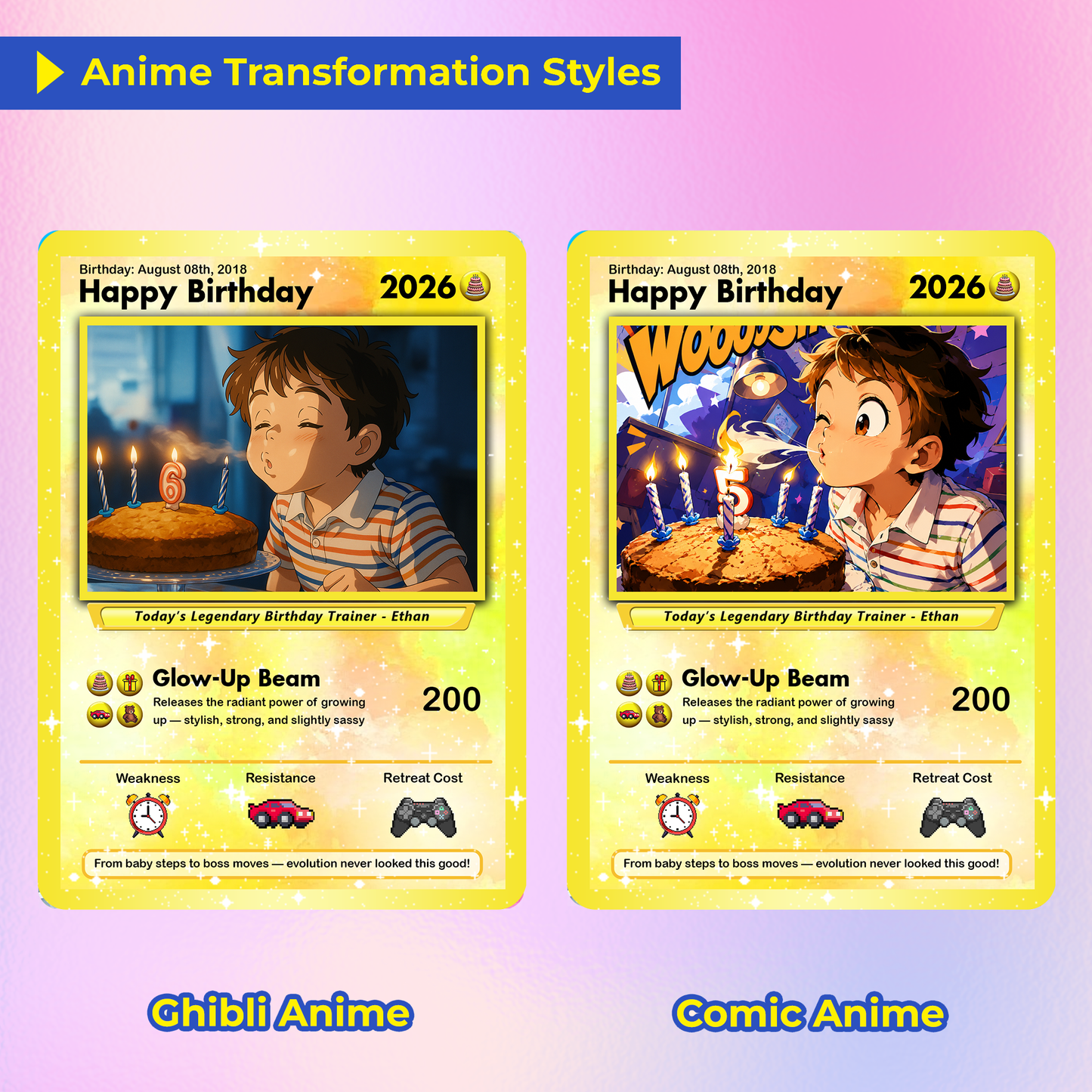 Happy Birthday Custom Pokémon Card, Personalized Pokémon Card for Date of Birth - CPC-11