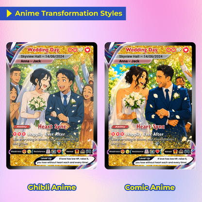 Personalized Pokémon Card with Wedding Day & Location, Anime Style Custom Pokémon Cards - CPC-05
