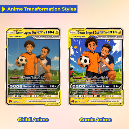 Soccer Dad Custom Pokémon Card for Father's Day - Father’s Day Personalized Pokémon Card for Sport Dad - Comic Anime Style Customizable Gift from Supporter, Wife, Son & Daughter - CPC-133