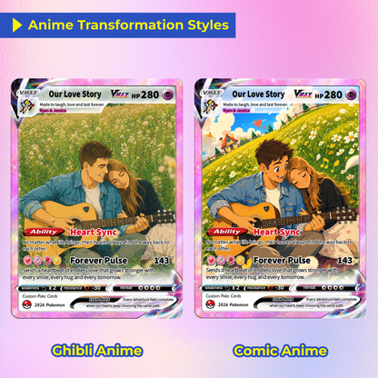Comic Style Animated Custom Pokémon Cards, Personalized Pokémon Card with Ghibli Transformation Photo, Unique Gift for Him and Her - CPC-149