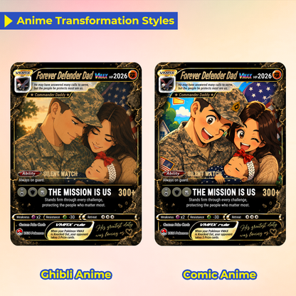 Special Edition Custom Pokémon Card for Military Dad - Father’s Day Personalized Pokémon Card for The Army Dad - Comic Anime Customizable Gift from Wife, Son & Daughter - CPC-142