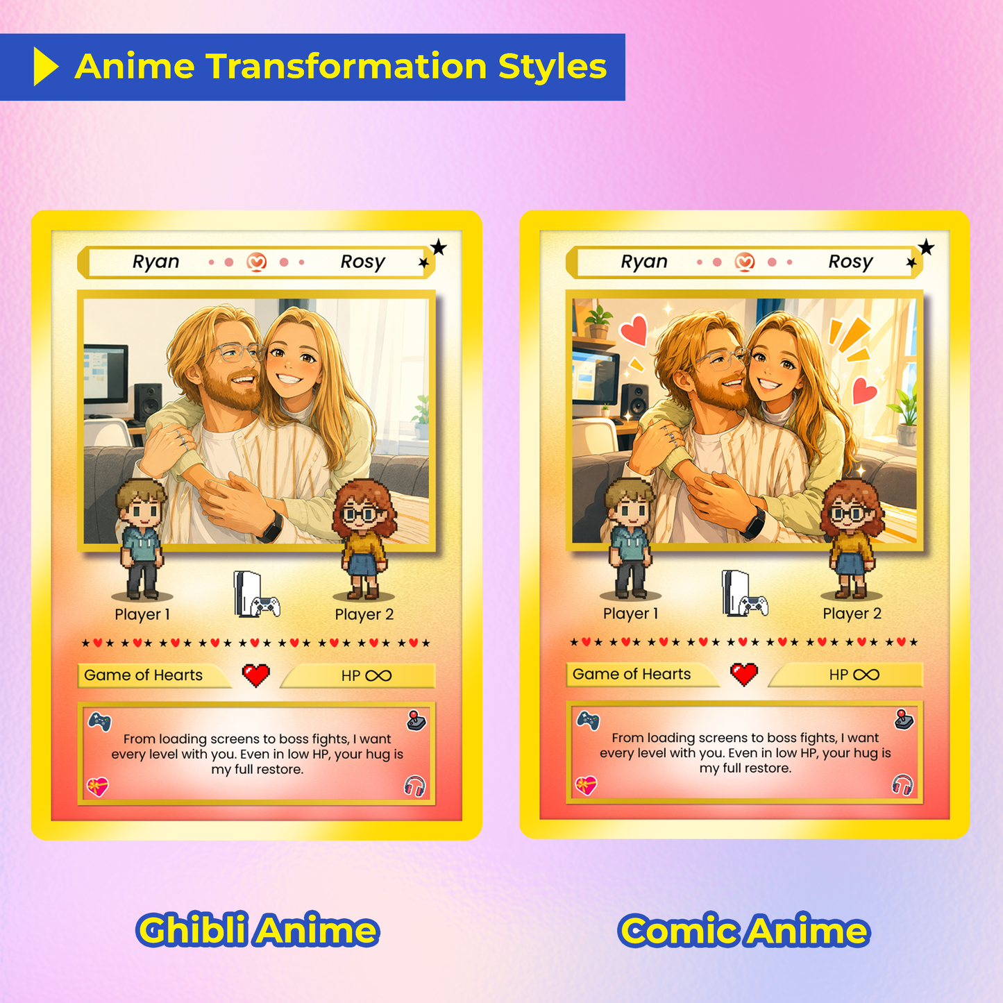 Personalized Pokémon Card with Animated Photo - Custom Pokémon Card for Couple - Customizable Gift for Him and Her - CPC-21.B