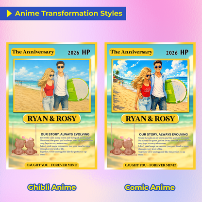 Custom Pokemon Card for Lovers - Personalized Anime-Inspired Pokemon Card - Holographic Effect Available - CPC-27