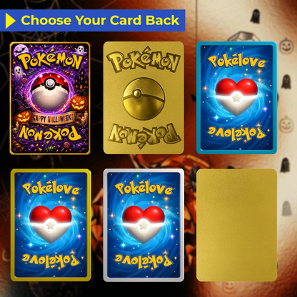 Family Halloween Custom Pokémon Cards with Anime Picture, Personalized Pokemon Cards, Animated Gifts for Family Memebers - CPC-hlw-02