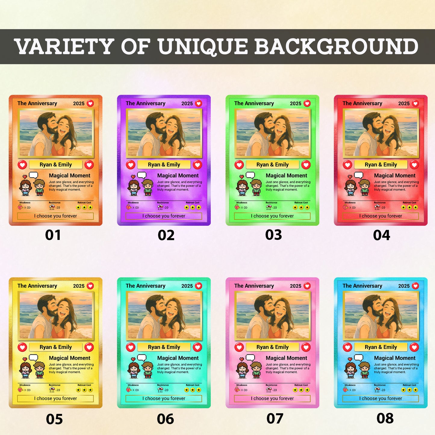 Custom Poke Card for Couple - Anime-Inspired Ghibli Aesthetic Pocket Monster Gift - Customizable Trading Cards - CPC-19