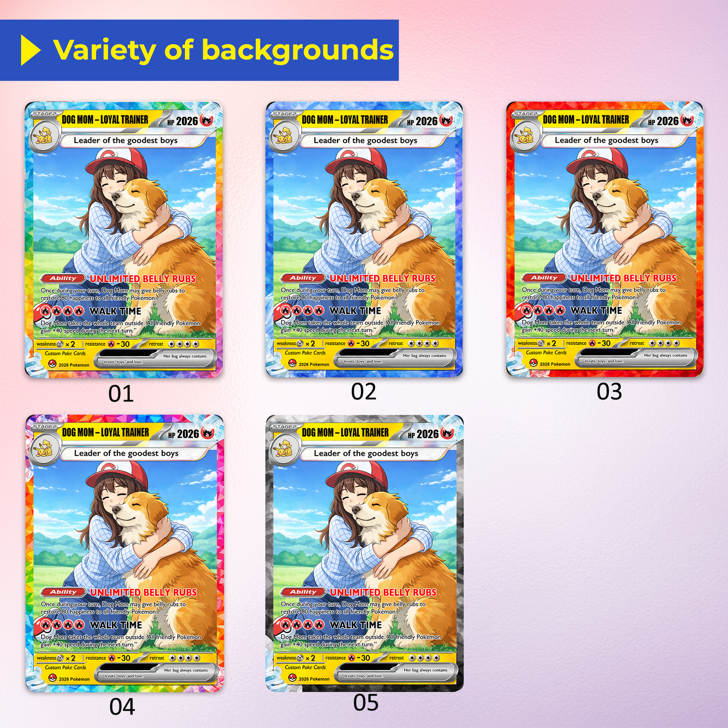 Mother’s Day Gift 2026 | Custom Dog Mom Pokémon Card – Personalized Gift for Dog Lovers | Custom Pet Mom Anime Card - CPC-77.B