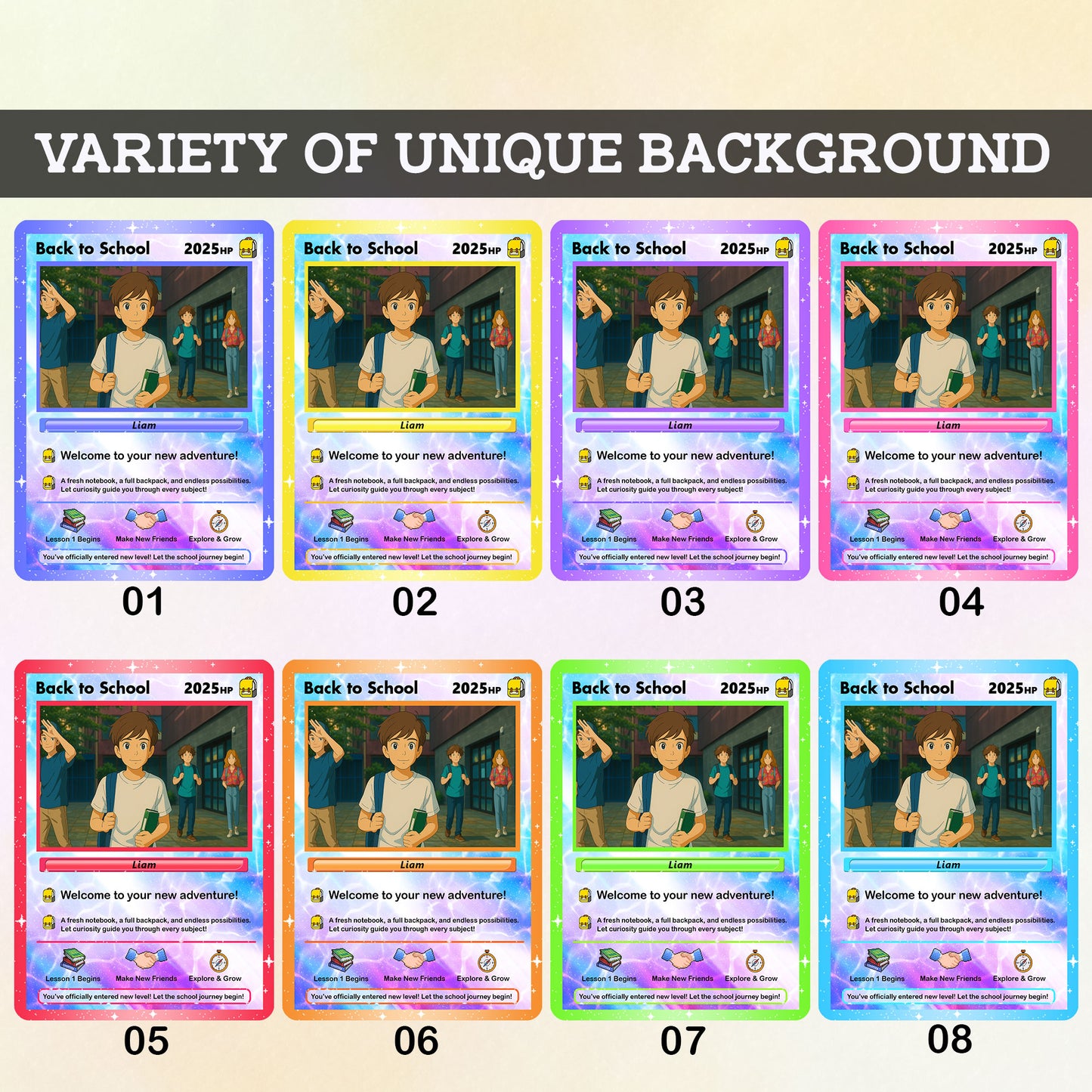 Back to School Custom Pokemon Card with Anime Style Transformation, Personalized Pokemon Card for First Day of School, Gift for Students, Son, Daughter - CPC-71