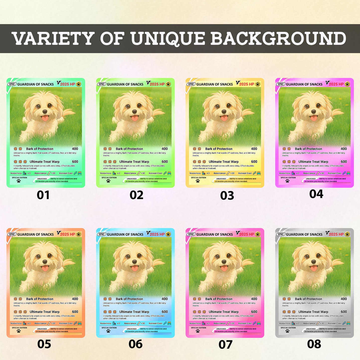 Custom Pokémon Card for Pet Lovers, Personalized Pokémon Card with Pet Photo for Dog Mom Cat Mom Dog Dad Cat Dad - CPC-57