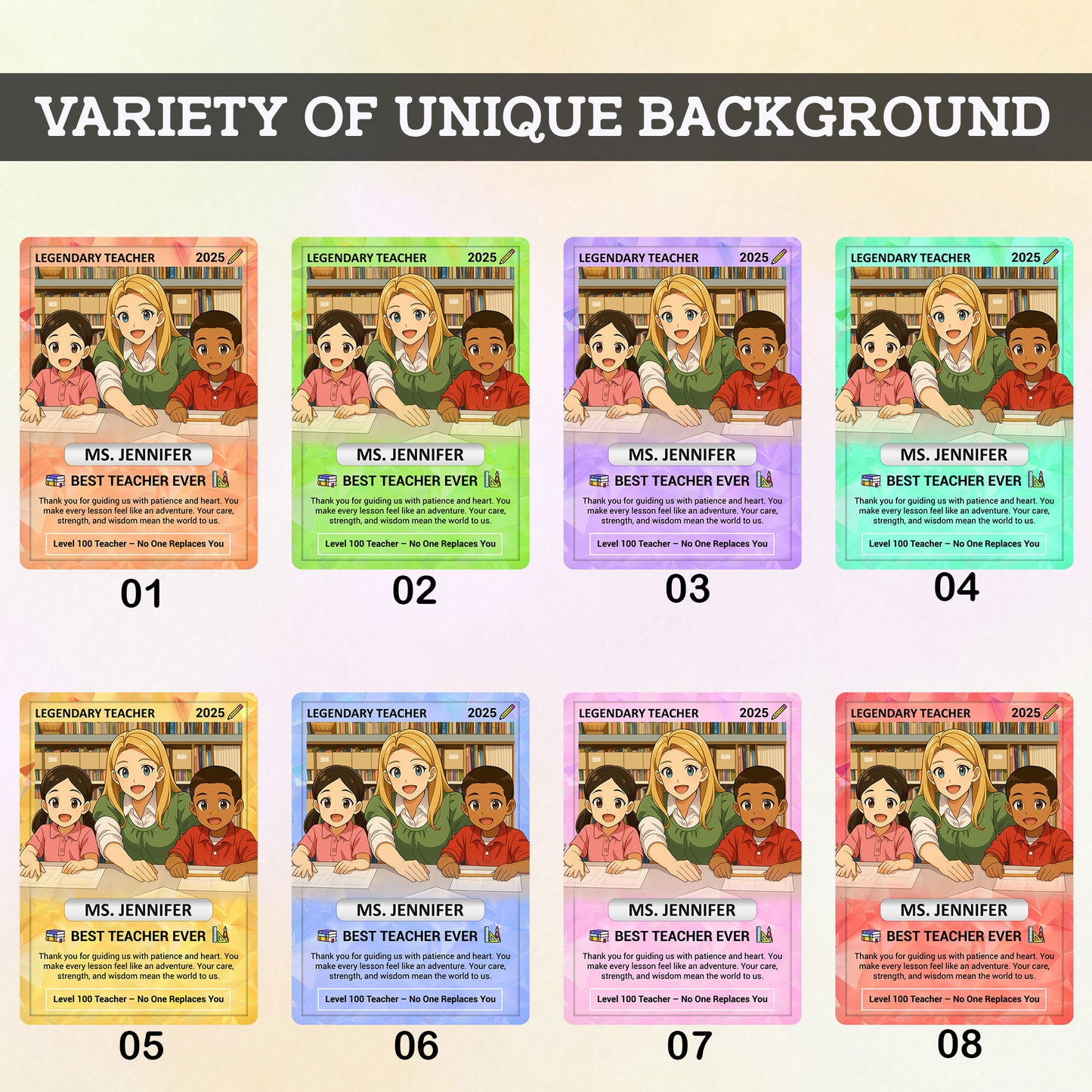 Legendary Teacher Gift Card, Custom Pokemon Cards Teacher Appreciation, Change Your Photo to Ghibli Style, Thank You Teacher Gift, Personalized Pokemon Cards - CPC-67