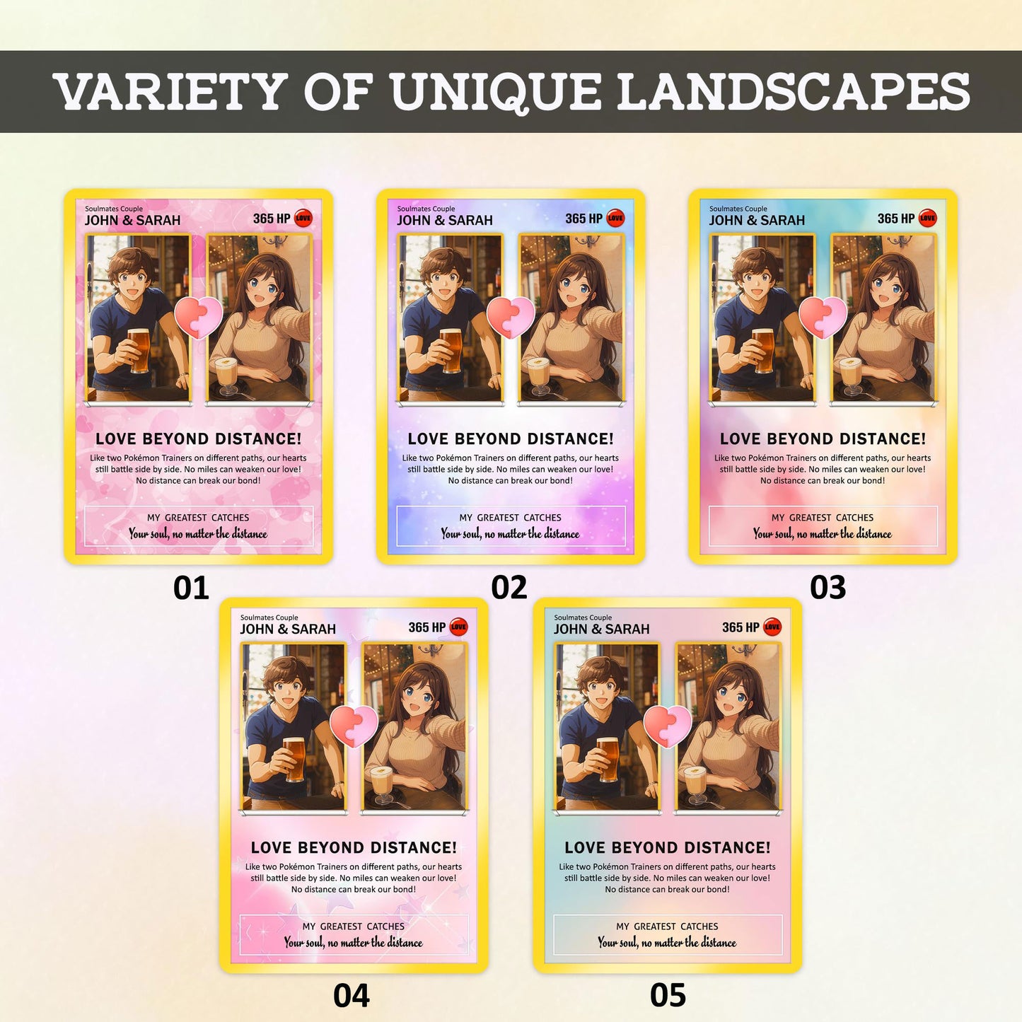 Custom Pokemon Card Keepsake for Love Beyond Distance - Best Anime-Inspired Couple Anime Style Gifts for Long-Distance Lovers - CPC-33