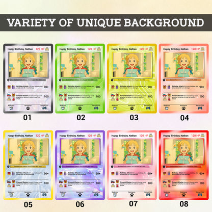 Happy Birthday Custom Pokémon Card, Anime Ghibli-style Art Transformation Personalized Pokémon Card for Date of Birth - CPC-49