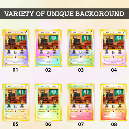 Custom Poke Card for Couple - Anime-Inspired Ghibli Aesthetic Pocket Monster Gift - Characters Customizable - CPC-21