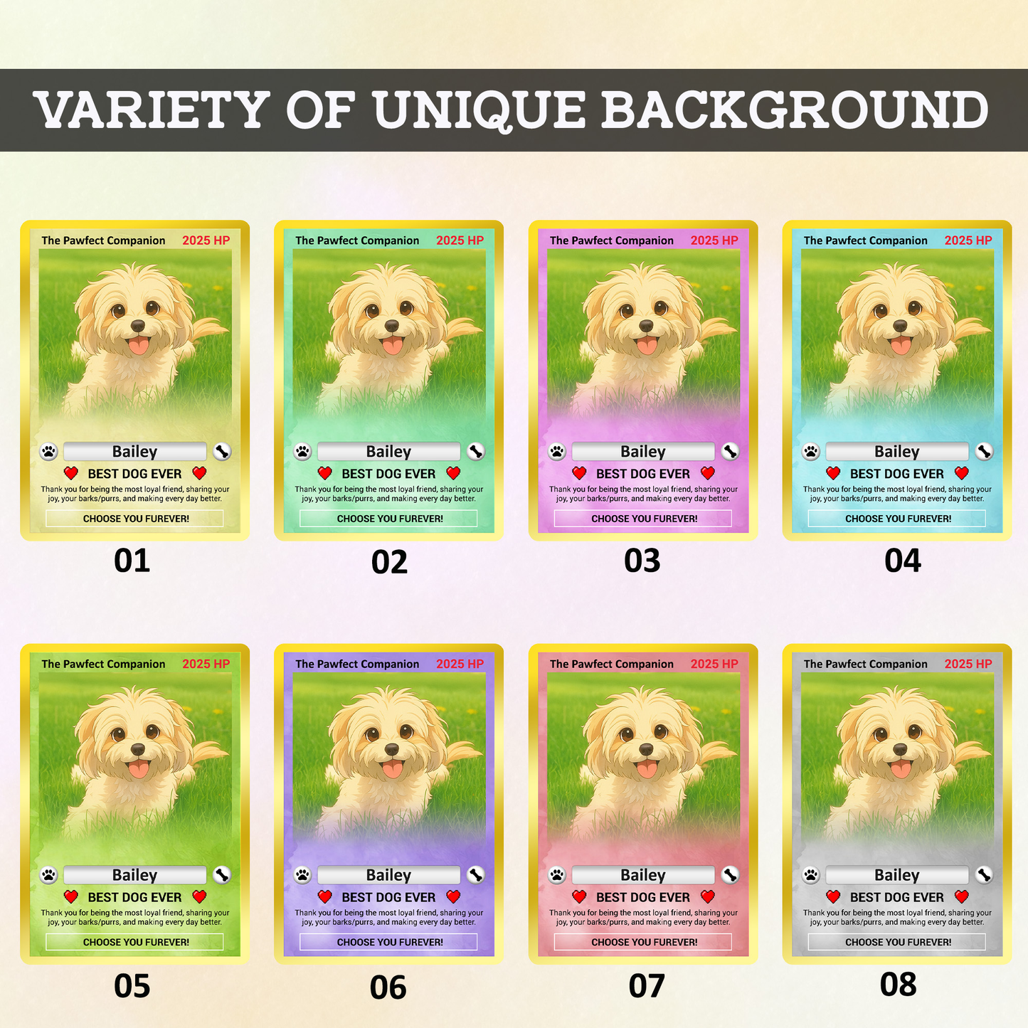 Custom Pokémon Card for Pet Lovers, Personalized Pokémon Card with Pet Photo for Dog Mom Cat Mom Dog Dad Cat Dad - CPC-59