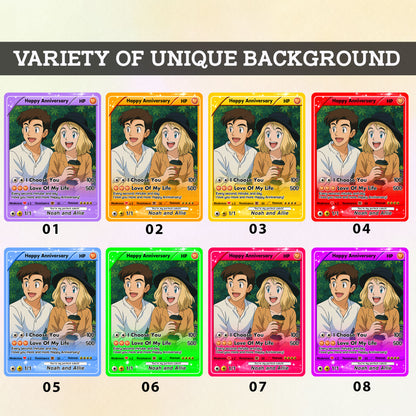 Personalized Anime-Inspired Pokemon Card - Custom Pokemon Card for Couple - Holographic Effect Available - CPC-24