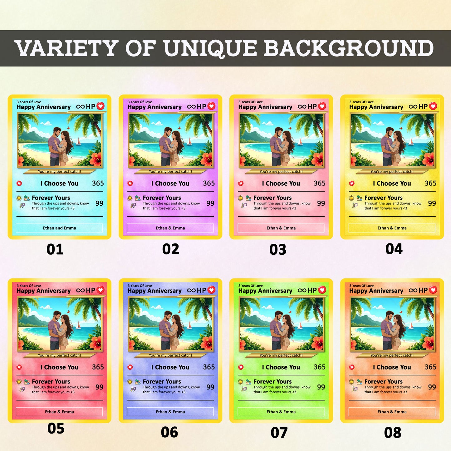 Personalized Anime-Inspired Pokemon Card - Custom Pokemon Card for Couple - Holographic Effect Available - CPC-25