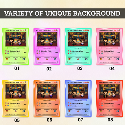 Birthday Custom Pokémon Card for Couples, Pixel Characters & Photo Upload Personalized Pokemon Card, Customizable Pokemon Cards for Birthday - CPC-14