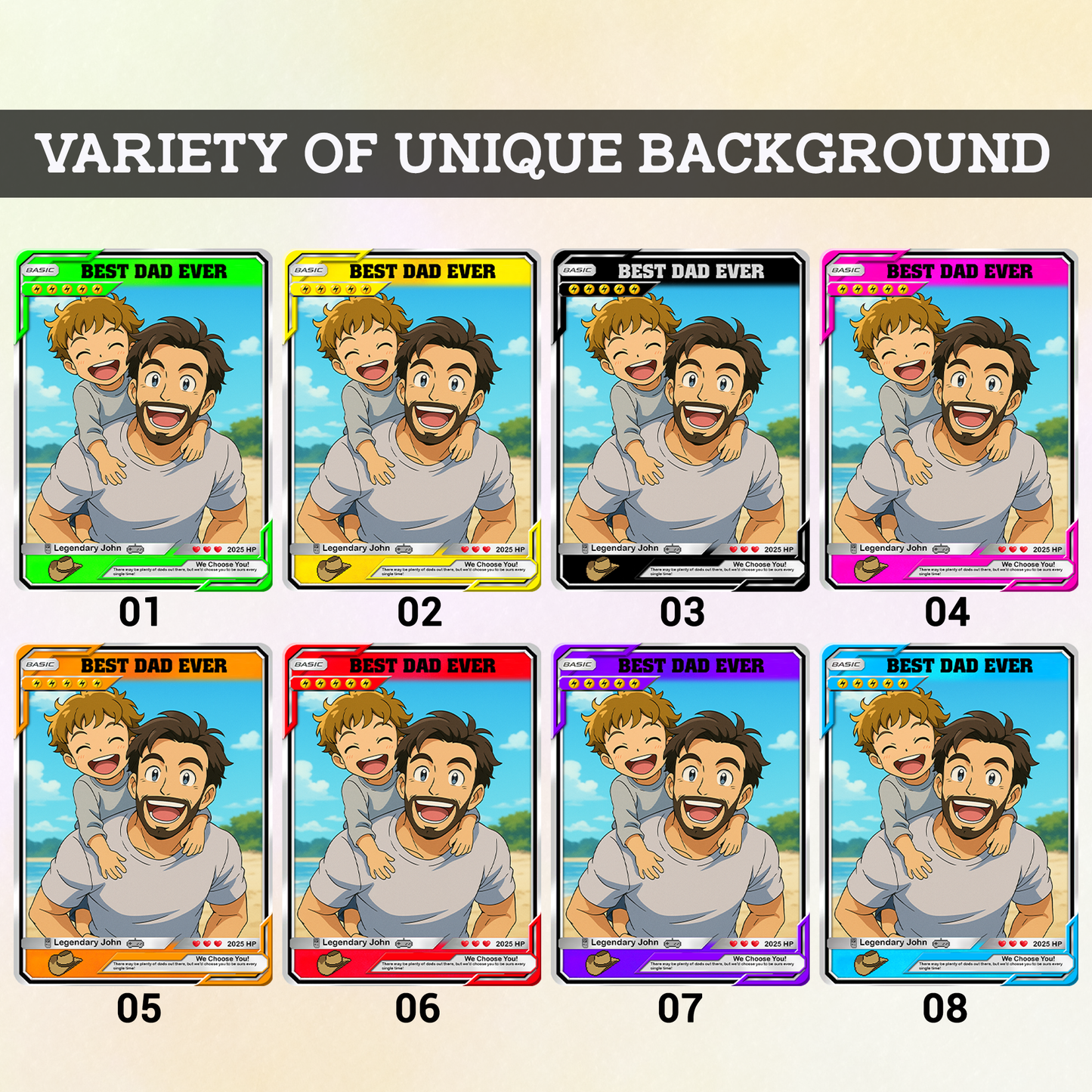 Custom Pokemon Card  - Anime-Inspired Personalized Pokemon Card for Dad | Daddy & Me Customized Poke Gift - Customizable Trading Cards - CPC-16