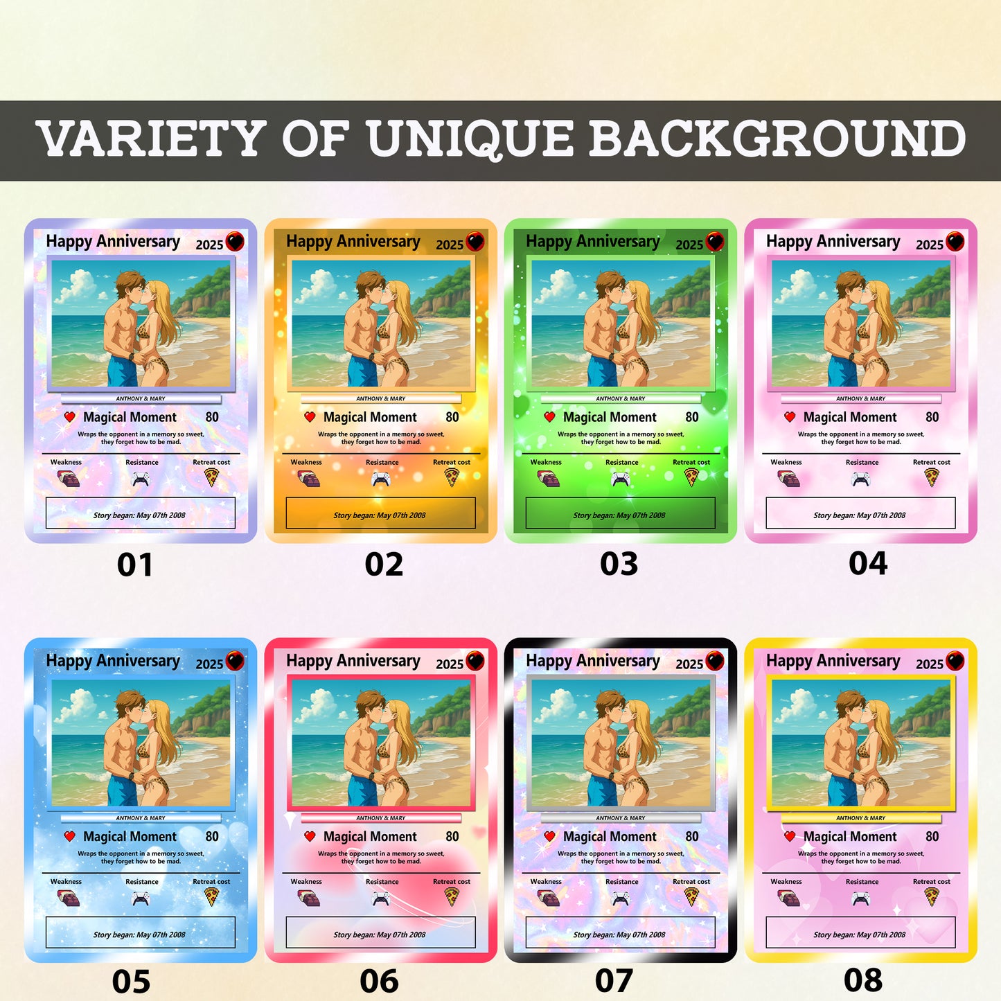 Anime-Inspired Ghibli Aesthetic Pocket Monster Gift - Custom Poke Card for Couple - Holographic Effect Available - CPC-23