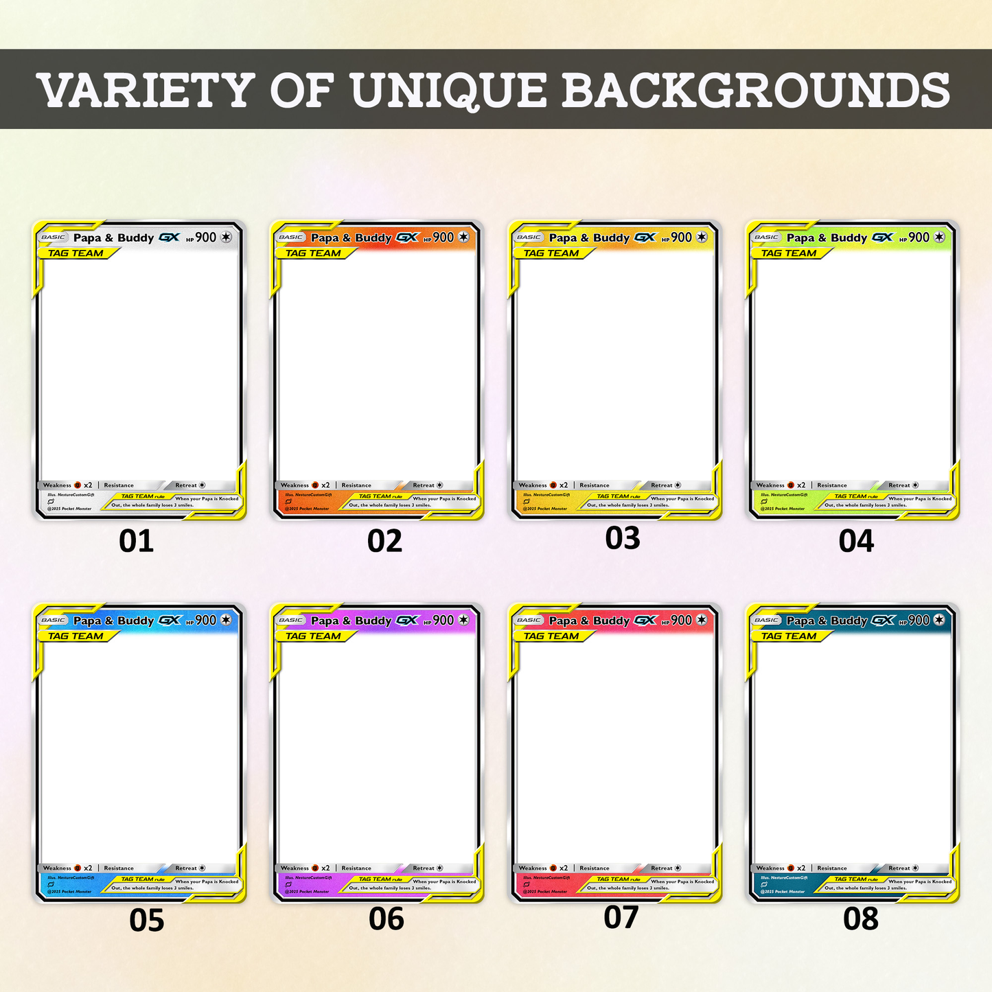 Custom Pokémon Cards with Photo, TAG TEAM Personalized Poke Cards Animated Style Gifts for Him and Her - CPC-75