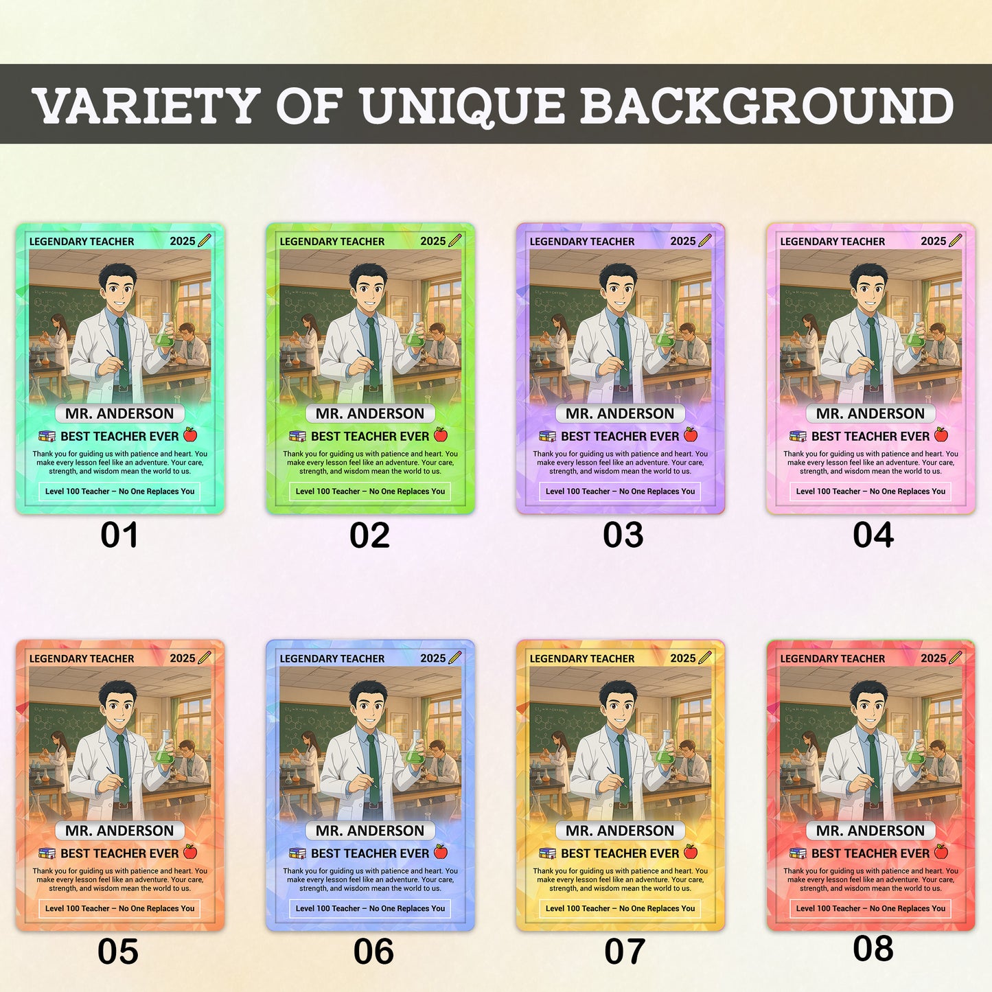 Custom Pokemon Cards Teacher Appreciation, Change Your Photo to Ghibli Style, Thank You Teacher Gift, Personalized Pokemon Cards - CPC-63