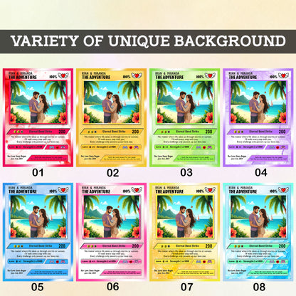 Happy Valentines Card, Custom Pokémon Cards with Anime Picture, Personalized Poke Cards Animated Style Gifts for Him and Her - CPC-72