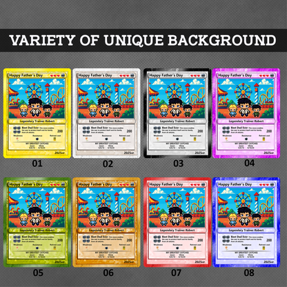 Father's Day Best Dad Ever Custom Pokemon Card - Customizable Trading Cards with Photo & Pixel Characters - Anime-Inspired Personalized Pokemon Card for Dad - CPC-76