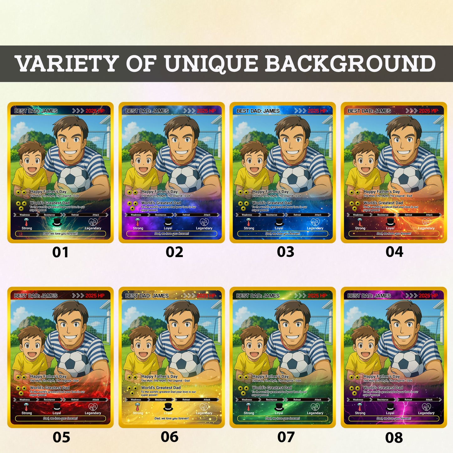 Father's Day Custom Pokemon Card  - Anime-Inspired Personalized Pokemon Card for Dad | Daddy & Me Customized Poke Gift - Customizable Trading Cards - CPC-31