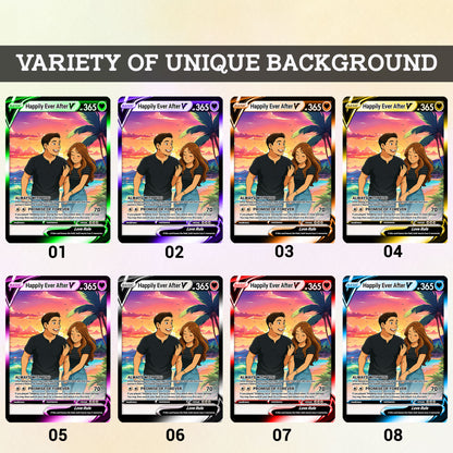 Custom Pokemon Card for Couple - Personalized Anime-Inspired Pokemon Card - Holographic Effect Available - CPC-46