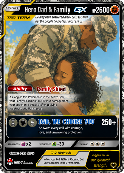 Happy Father's Day Custom Pokémon Card for Military Dad - Father’s Day Personalized Pokémon Card for The Army Dad - Trending Anime Customizable Gift from Wife, Son & Daughter - CPC-144