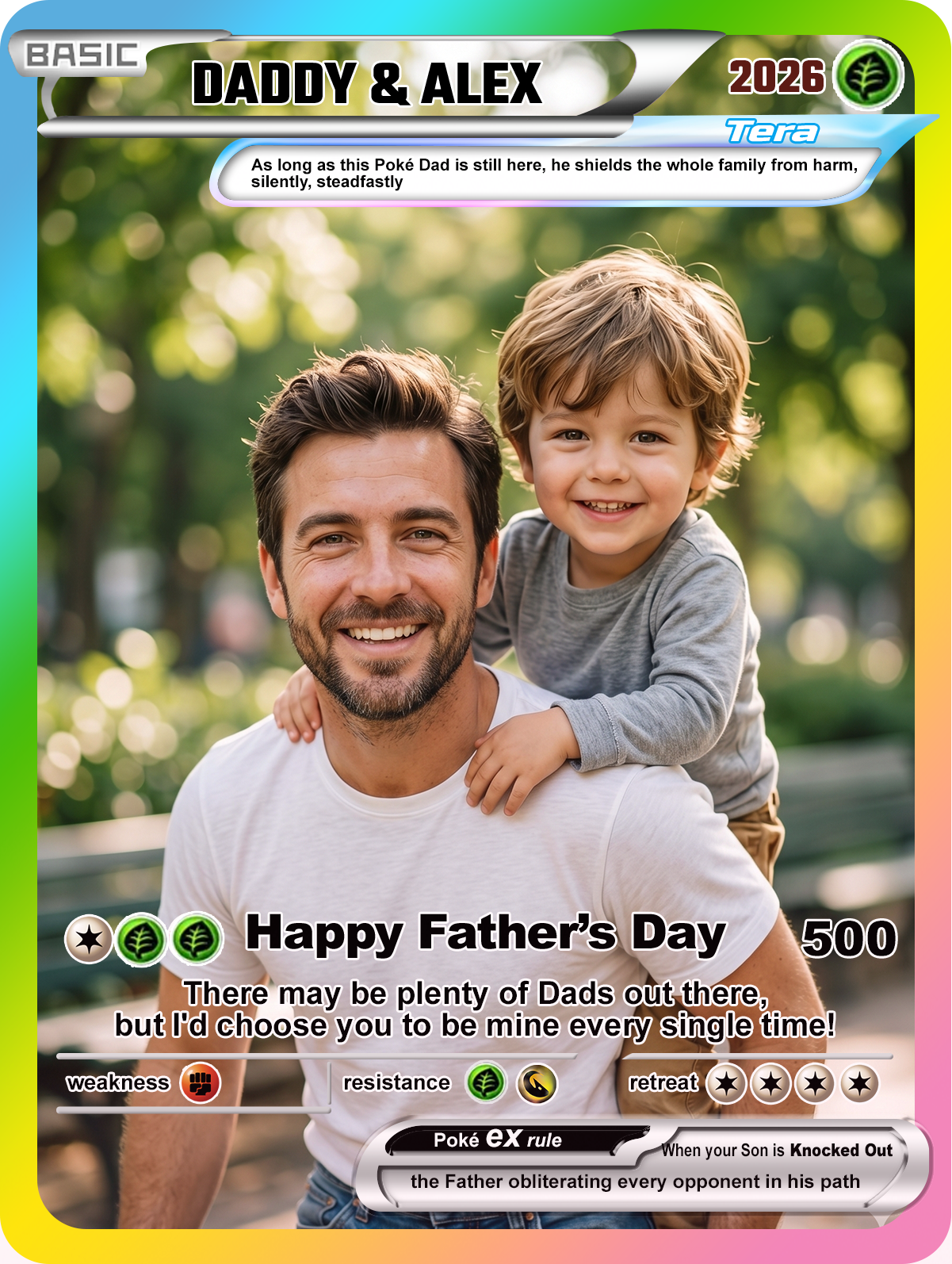 Custom Pokemon Card  - Anime-Inspired Personalized Pokemon Card for Dad - Personalized Poke Card Custom Gift for Dad - CPC-17