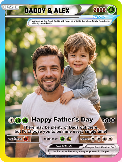 Custom Pokemon Card  - Anime-Inspired Personalized Pokemon Card for Dad - Personalized Poke Card Custom Gift for Dad - CPC-17
